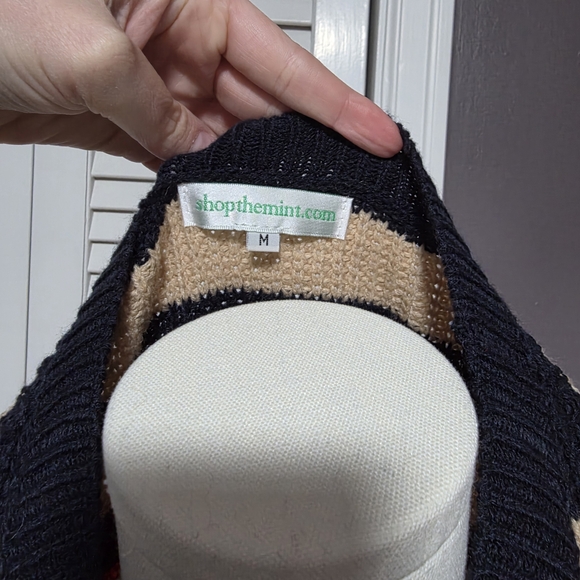 Striped Knit Sweater in Black, Orange, and Blue - Picture 5 of 5